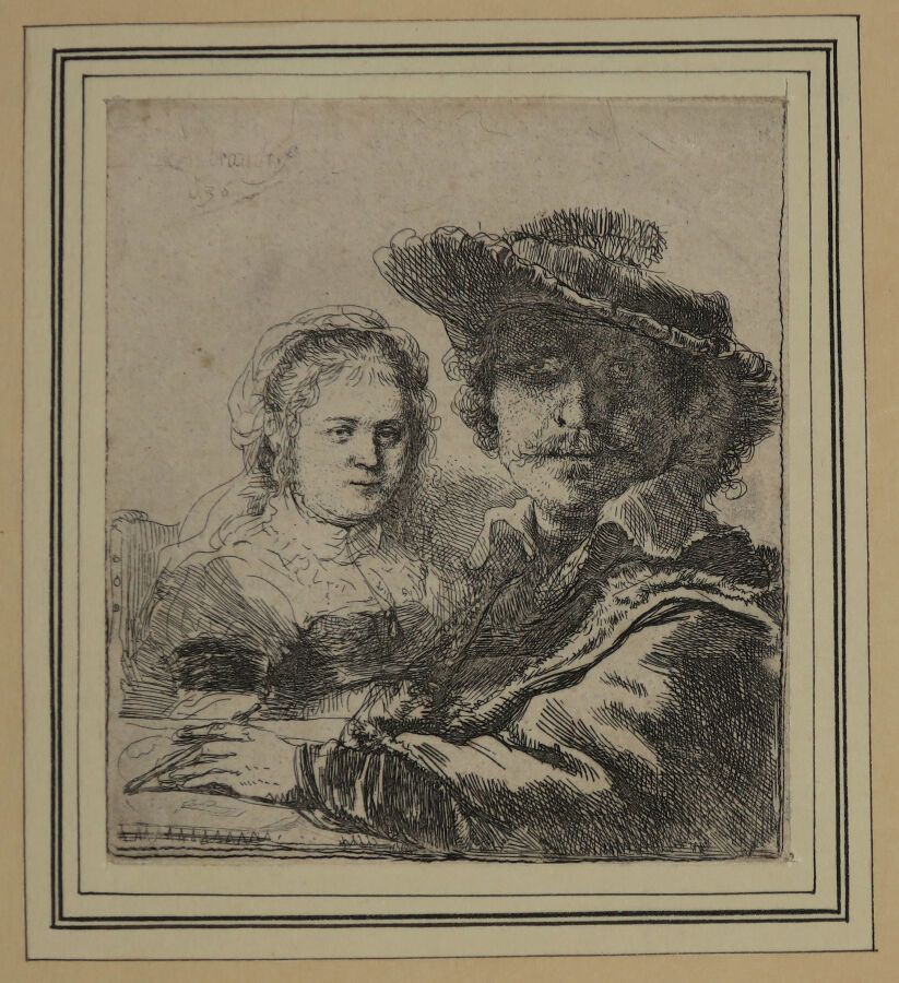 Null REMBRANDT H. Van Rijn (1606 1669) - "Portrait of Rembrandt and his wife". 1&hellip;