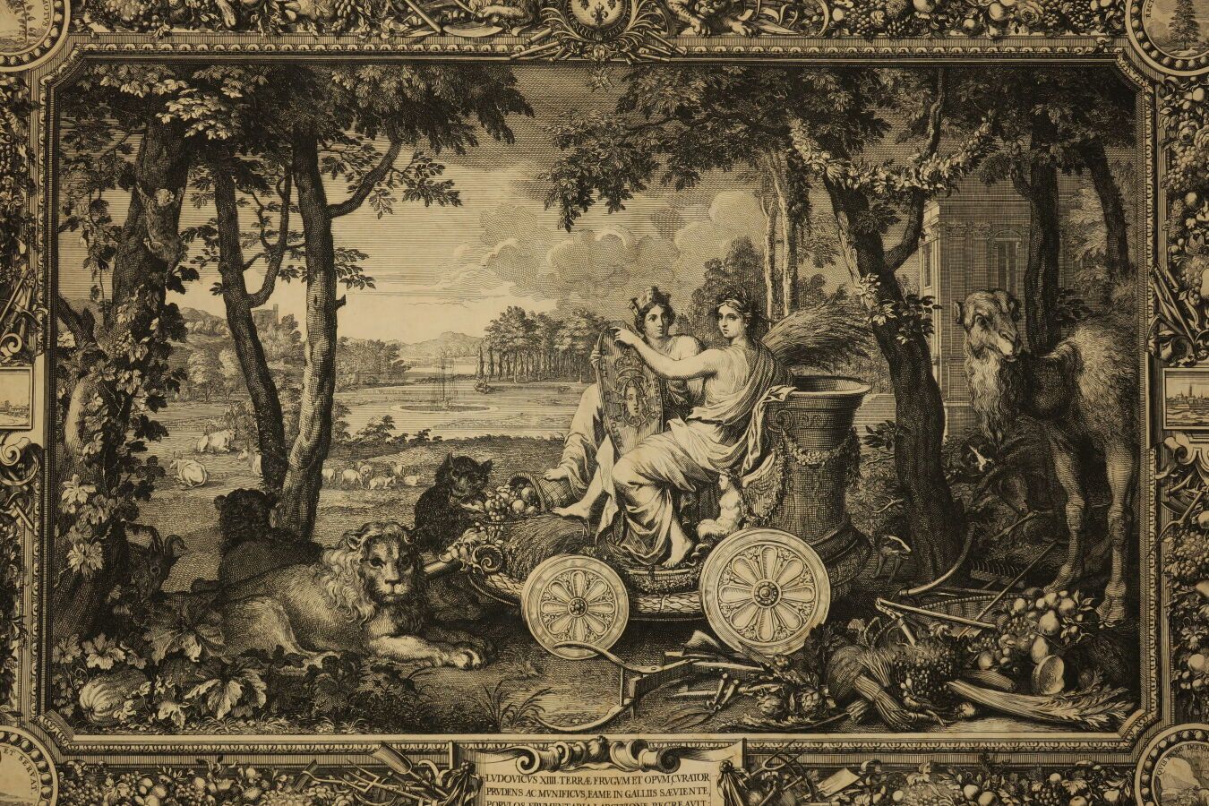 Null LECLERC Sébastien I (1637-1714) - "Ceres and Cybele on a chariot, Allegory &hellip;