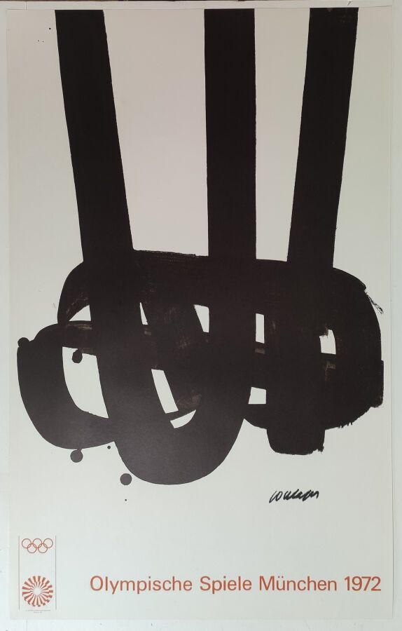 Null SOULAGES Pierre (1919年生于罗得斯) - "海报，1972年慕尼黑奥林匹克运动会"。原始石版画海报。在盘中签名。带有信件和版权 "&hellip;