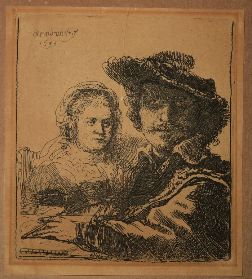Null REMBRANDT H. Van Rijn (1606 1669) - "Autoportrait, Rembrandt et Saskia" (Se&hellip;
