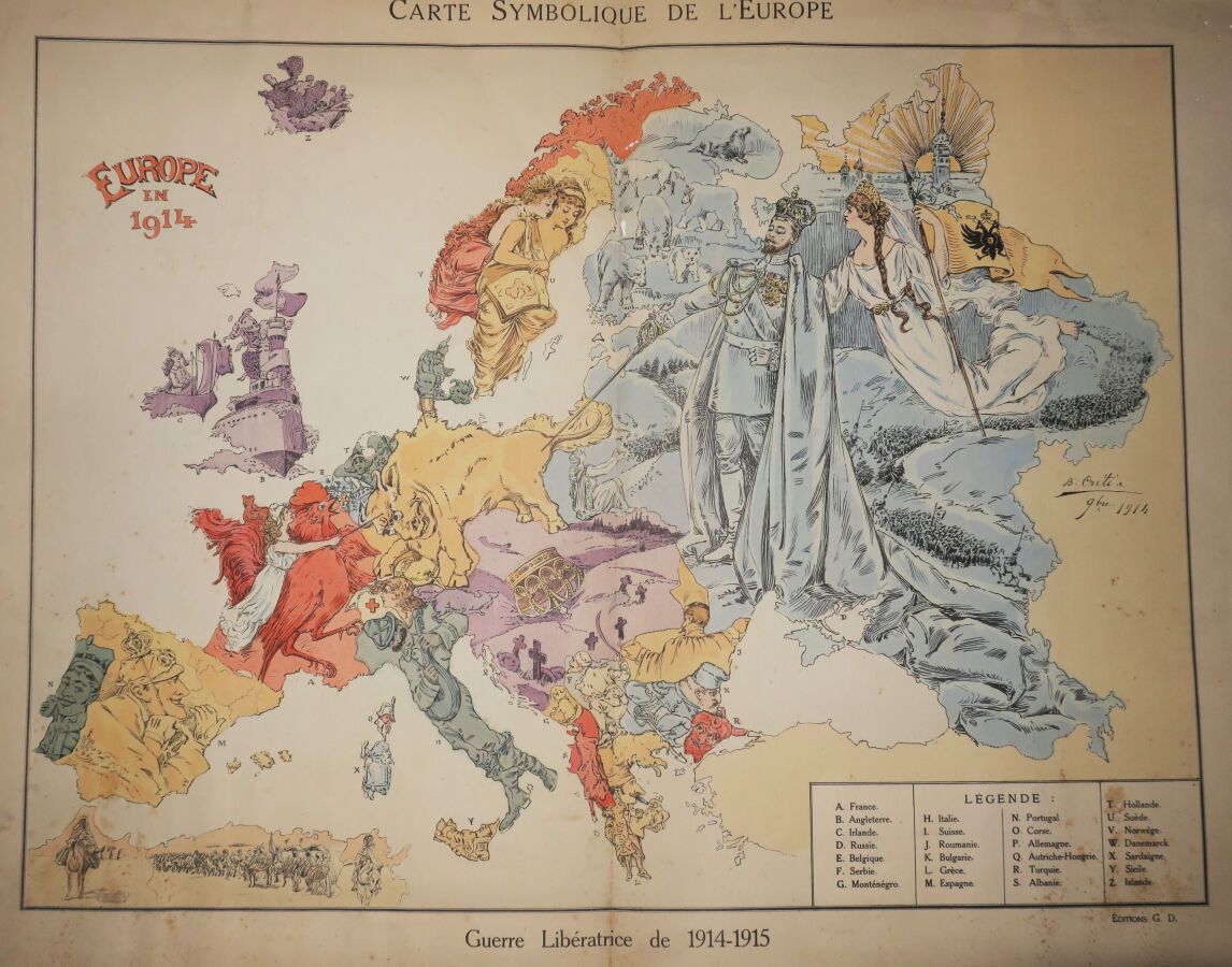 Null CARTE SYMBOLIQUE DE L'EUROPE / Guerre Libératrice de 1914-1915, par B. Crét&hellip;