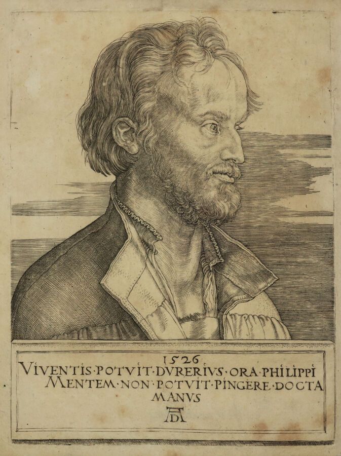 Null DÜRER Albrecht (1471 - 1528) - "Portrait de Philippe Mélanchton ". 1526. Bu&hellip;