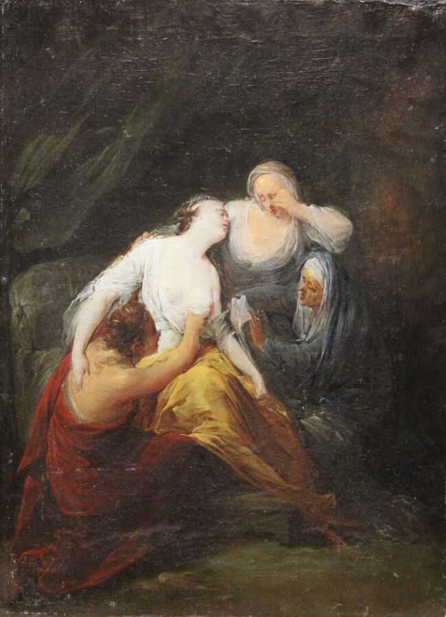 Null ESCUELA FRANCESA del siglo XVIII: "La muerte de Cleopatra (?)". Óleo origin&hellip;