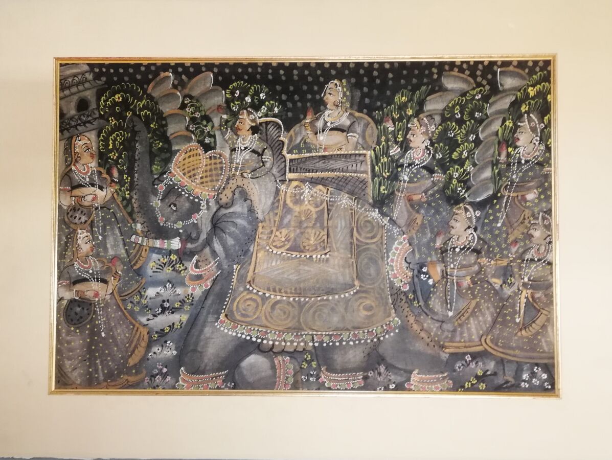 Null ARTISTA SCONOSCIUTO Oriente Pittura su seta, dimensioni 44 x 65 cm