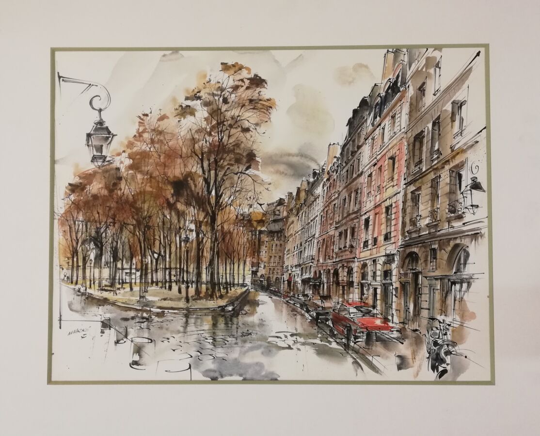 Null MARKO Serge Rue Saint Jacques. Hotel Henri IV Watercolor, ink and gouache. &hellip;