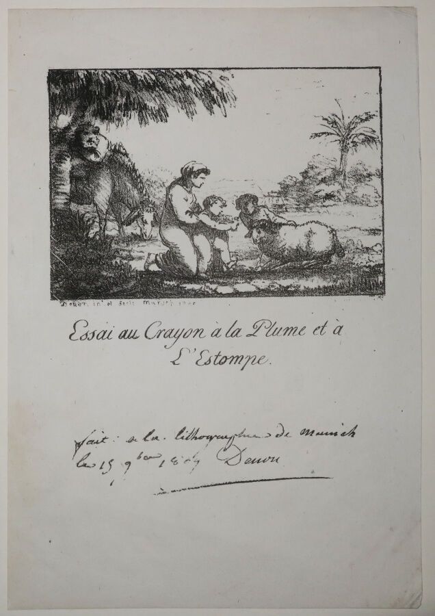 Null DENON Dominique Vivant (1747 - 1825) - "Essai au crayon à la plume et à l'e&hellip;
