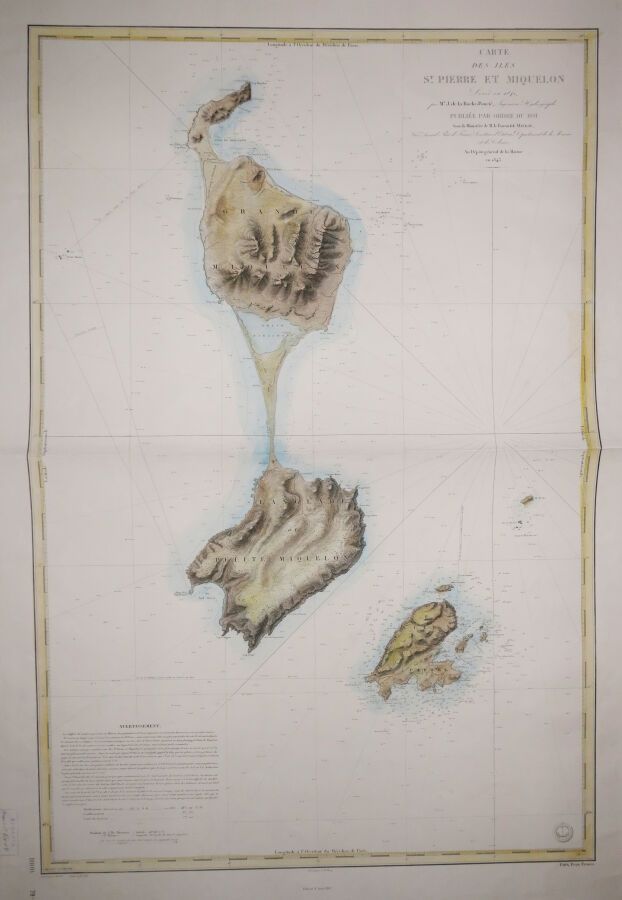 Null "圣皮埃尔和密克隆岛地图，1841年由水文工程师J.De la ROCHE-PONCIE先生勘测，1843年由国王命令在Baron de MACKAU&hellip;