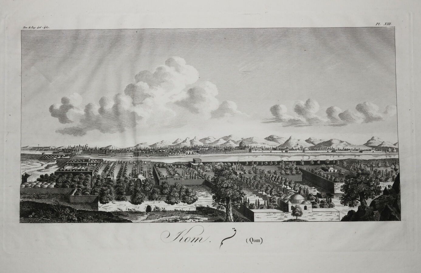 Null IRAN - VIEW of QOM - "KOM". C.1800. Nice etching and burin. Proof on laid p&hellip;