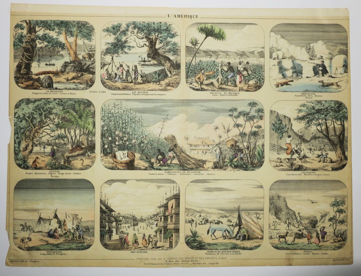 Null AMERICA - 11 lithographed views on one sheet: MISSISSIPI, LAKE ONTARIO, RCE&hellip;