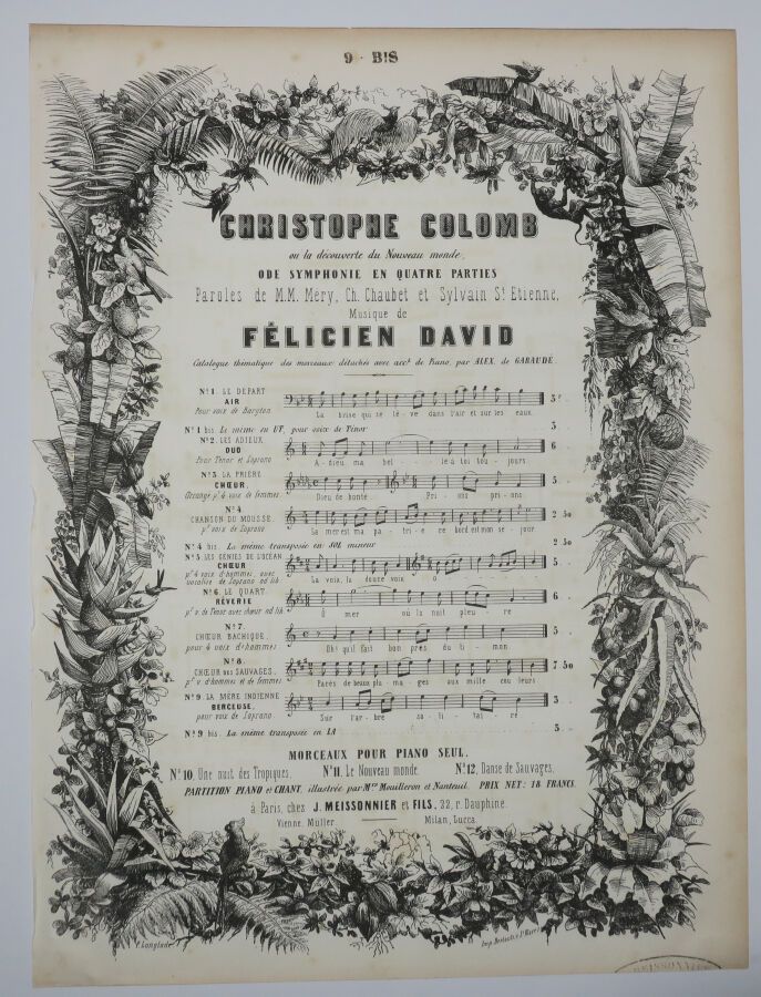 Null CHRISTOPHE COLOMB或新大陆的发现 - 19世纪的乐谱。由Bertauts印刷。34 x 25厘米。状况A (纸张的边缘非常轻微地失去光&hellip;