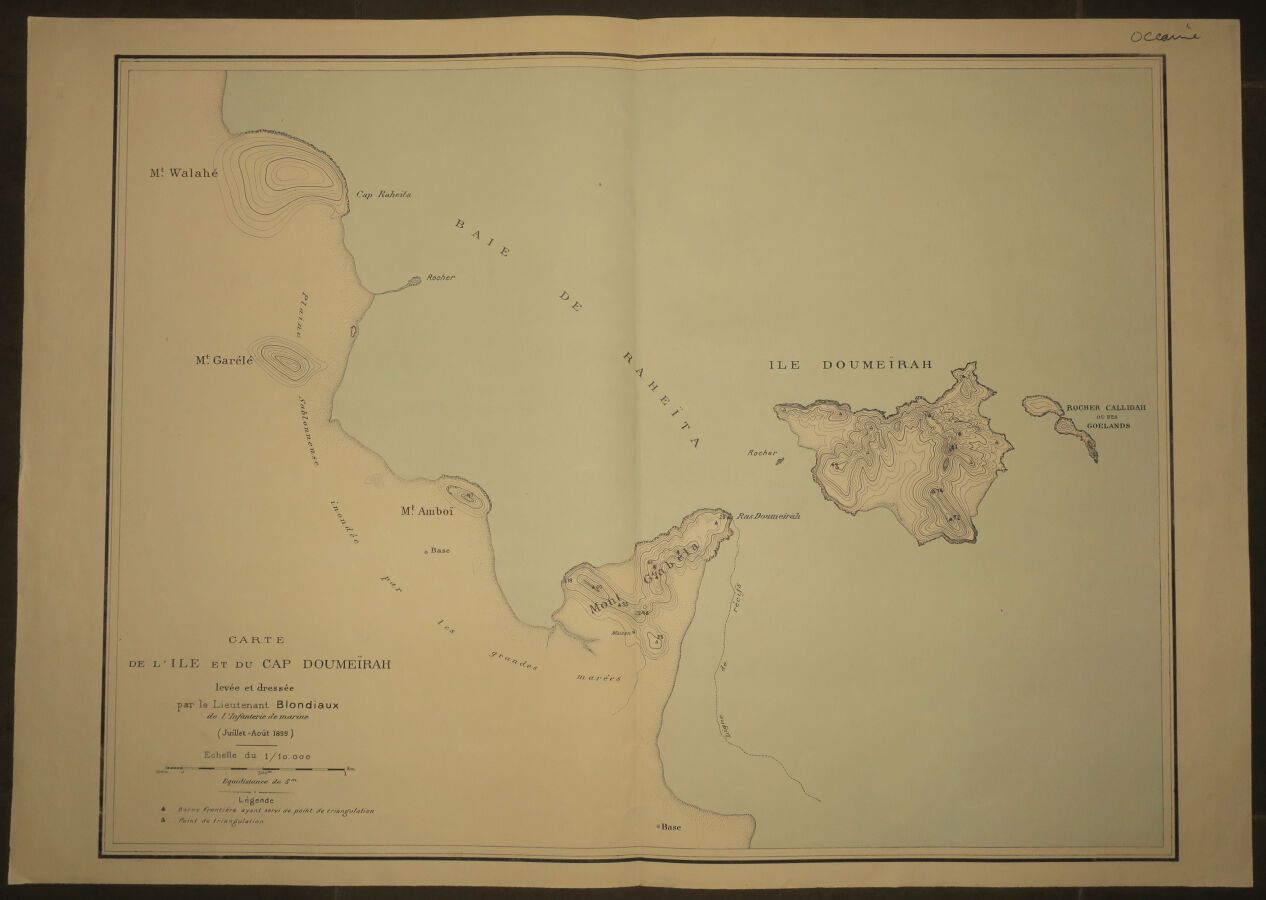 Null DJIBOUTI - BAIE DE RAHEITA - "CARTE de l'Ile et du Cap DOUMEIRAH levée et d&hellip;