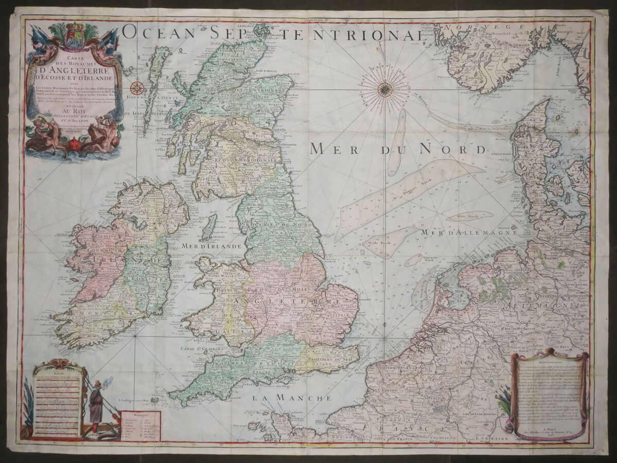 Null 联合王国和北海 - "英格兰、苏格兰和爱尔兰王国以及法国、荷兰、德国、丹麦和挪威等环绕北海的海岸的地图（海洋），其中标明了海岸和测深等。Dressée&hellip;