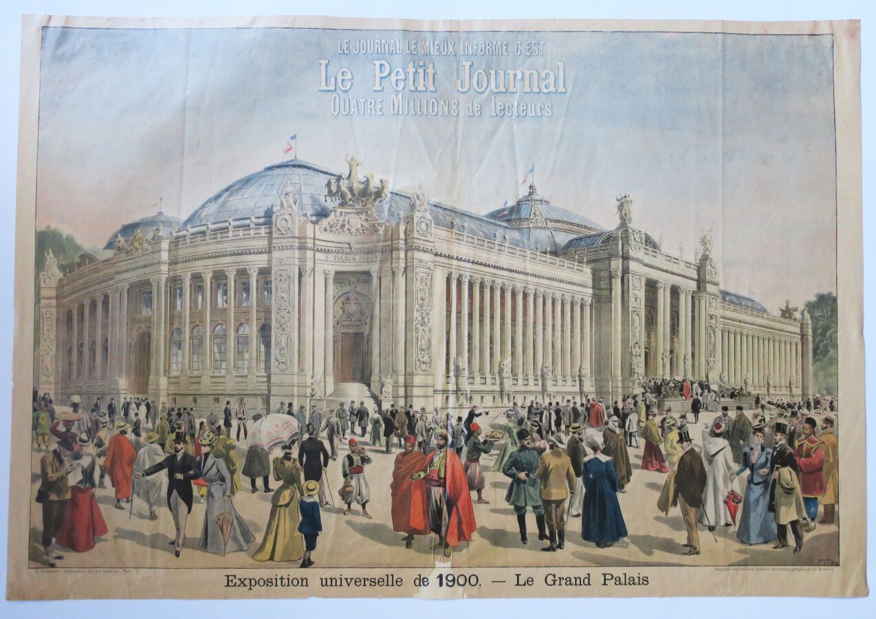 Null 巴黎--"1900年通用展览--《大帕拉》/《小杂志》，四百万读者"。大型彩色插图，约1900年。由MARINORI色版旋转印刷机印制。边缘。59.5&hellip;