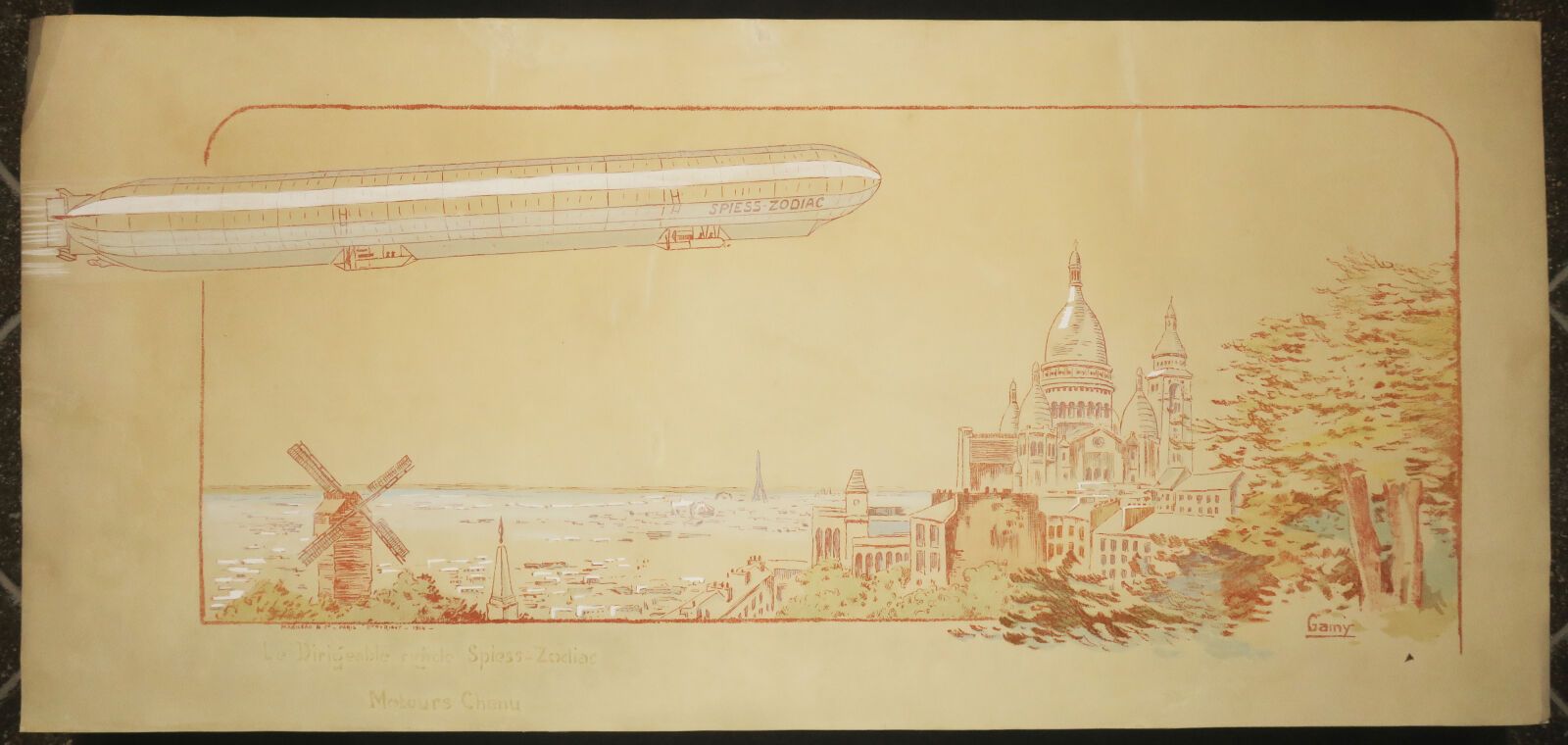 Null BALLON DIRIGEABLE - GAMY (XXth) - "The rigid airship Spiess-Zodaic / Motour&hellip;