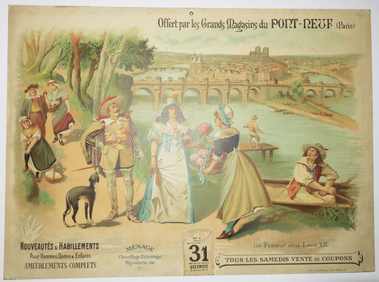 Null CALENDRIER XIXEME für die GRANDS MAGASINS DU PONT-NEUF (PARIS). Chromolitho&hellip;