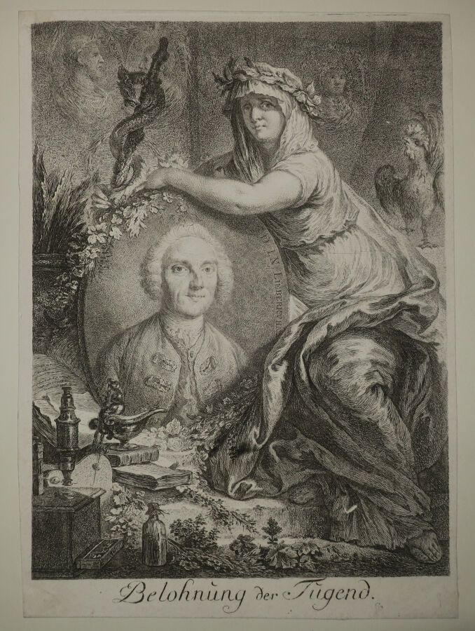 Null Johann Nathanael LIEBERKÜHN（1711-1756）的肖像，德国解剖学家和医生 - "Belohnung der Tugend&hellip;