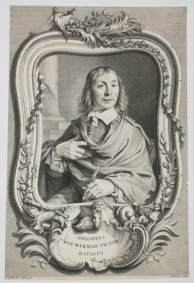 Null PORTRAIT de Philippe WOUWERMAN (peintre, 1619-1668) - "Philippus Wouwerman &hellip;