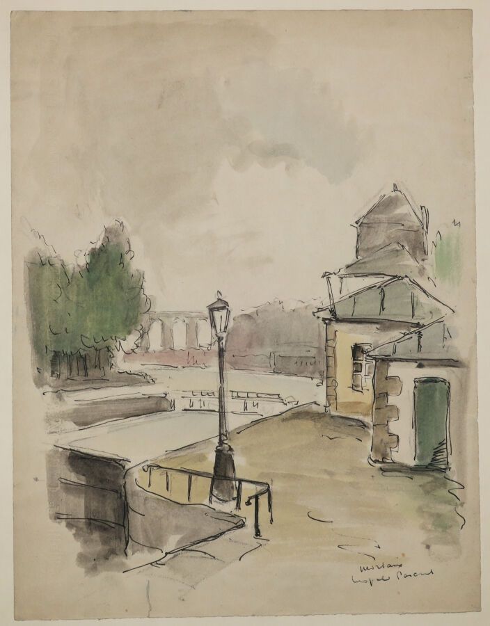 Null DRAWING by Léopold PASCAL (Morlaix 1900 - 1958) - "MORLAIX" (FINISTERE, BRE&hellip;