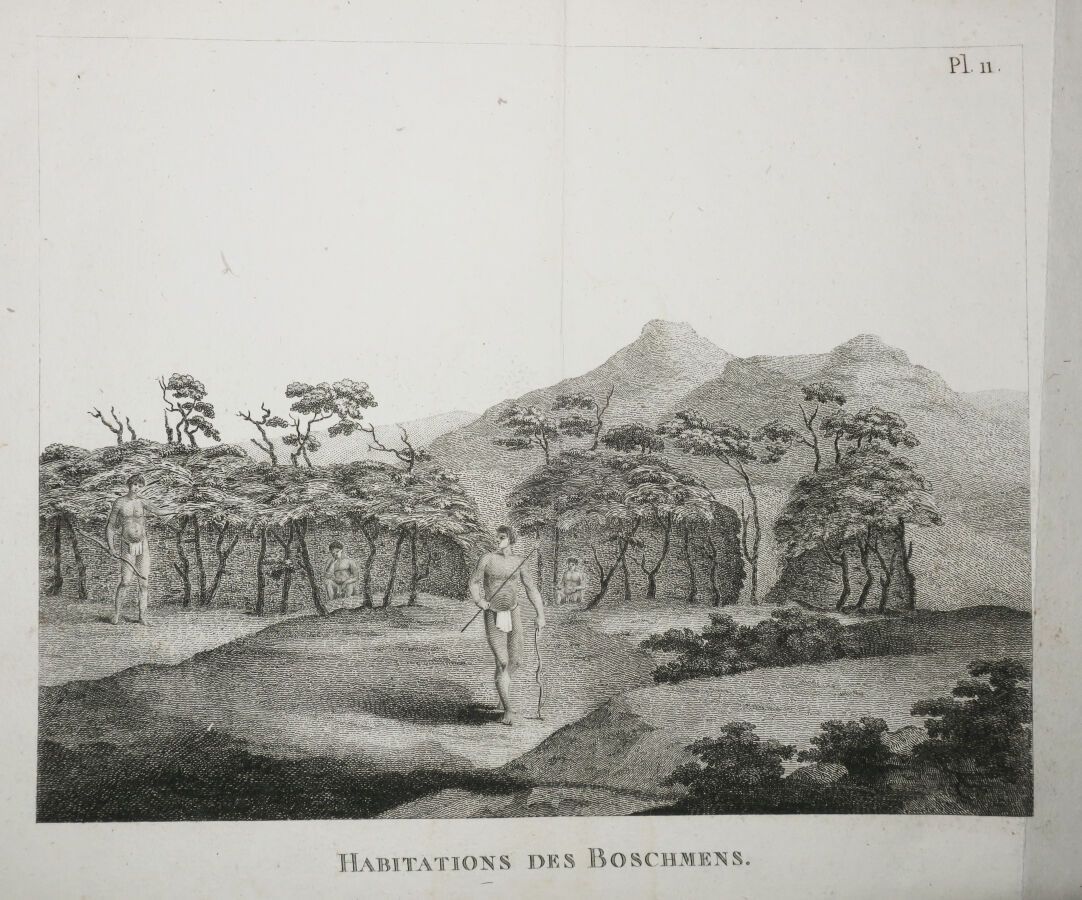 Null AUSTRALIA - "Habitations des BOSCHMENS". XVIII secolo. Acquaforte su carta &hellip;