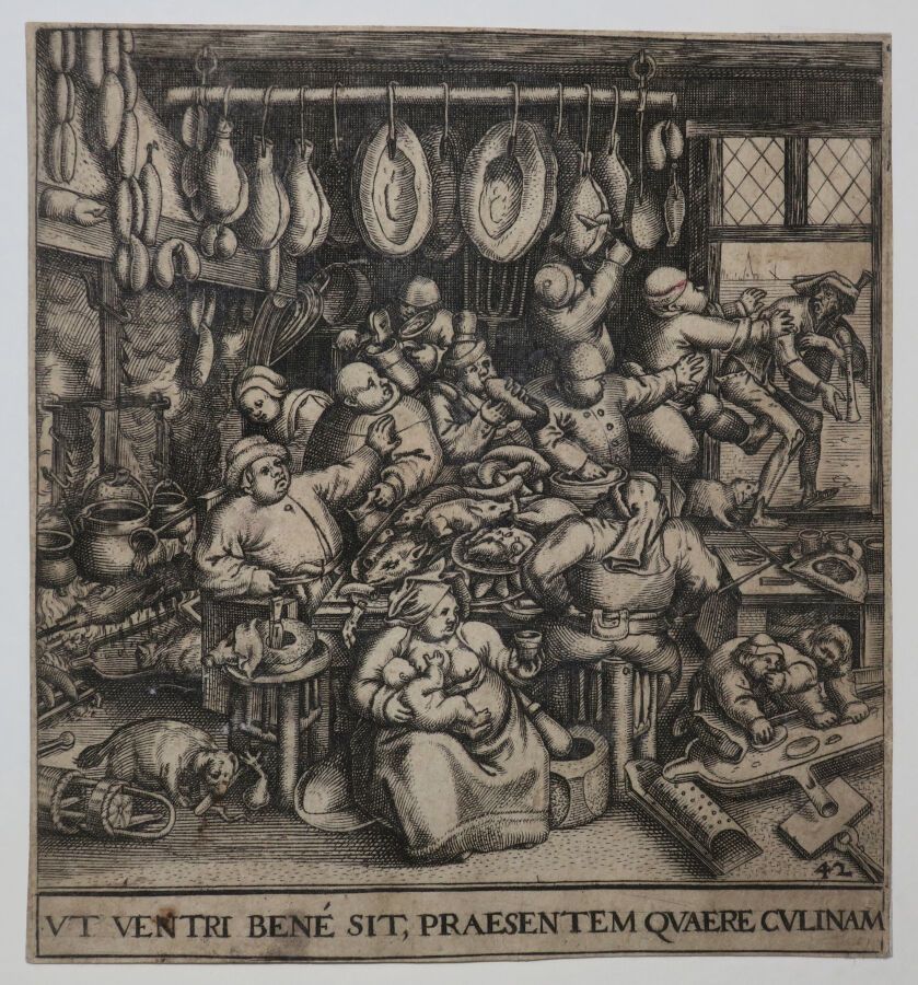 Null BRY Johann Theodor de Bry (1561 - 1623) - "Cuisine des gras". 1596. Burin d&hellip;