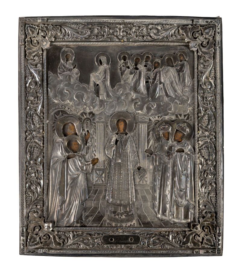 Null 图标。奥夫钦尼科夫家。天主之母的代祷。莫斯科，约1899年。

木板上油彩。银色oklad。31.5 x 26.5厘米。
◊ И.А.А.(伊万-阿列&hellip;