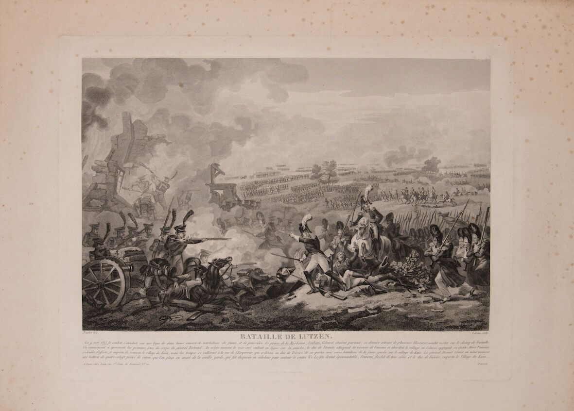 Null 1813-1814年俄军的军事行动。巴黎，让。19世纪20年代。
三幅版画（51 x 70厘米）。 
- 莱波，根据诺德的画。卢岑之战。
- 布鲁内利&hellip;