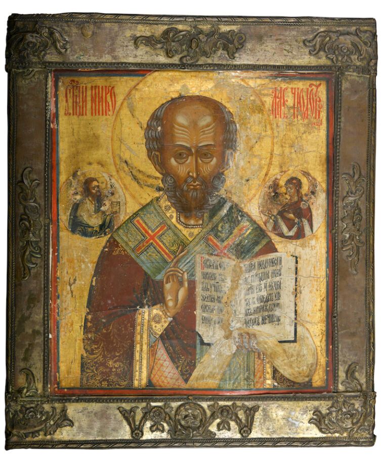 Null Icon. Saint Nicholas. Russia, 19th c.

Tempera on wood. Metal oklad. 36 x 3&hellip;