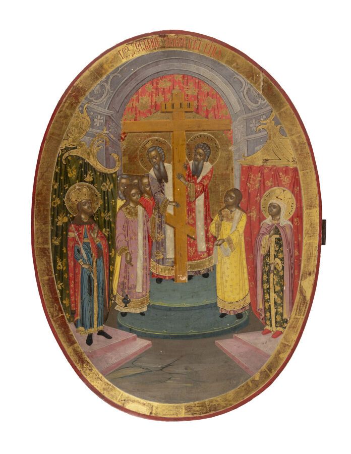 Null Icône de l'Exaltation de la Sainte Croix. Russie, Palekh (?), XIXe siècle.
&hellip;