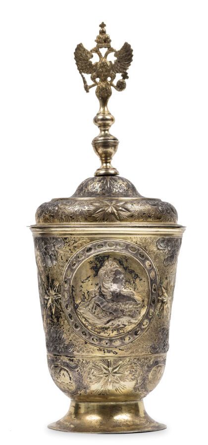 Null Vasily Nikitin. Covered silver & gilt cup, with effigy, figure & arms of th&hellip;
