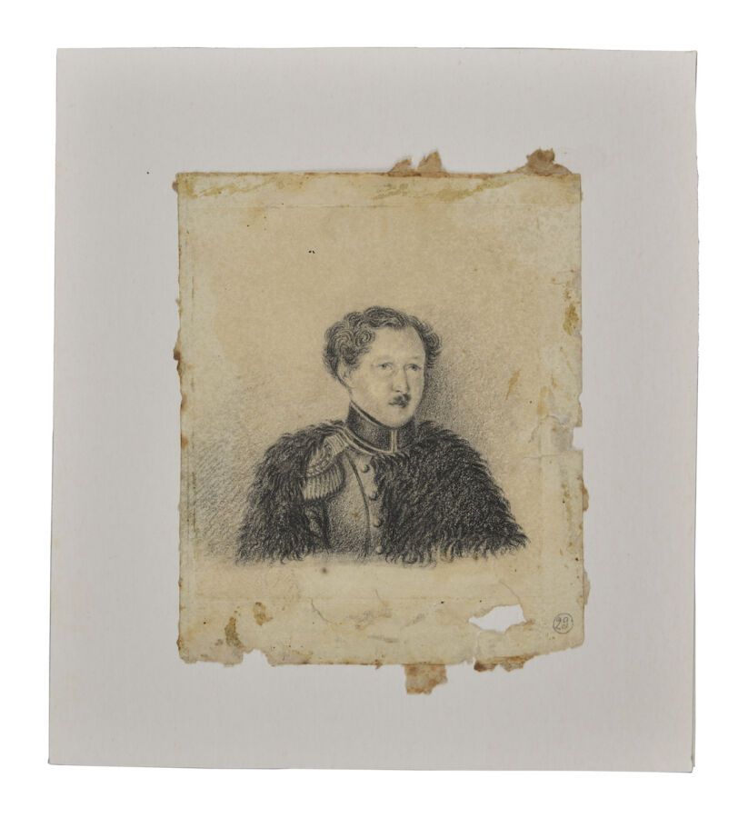 Null Ecole russe. Portrait d'un officier. Vers 1830.
Crayon sur papier. 15 x 12,&hellip;