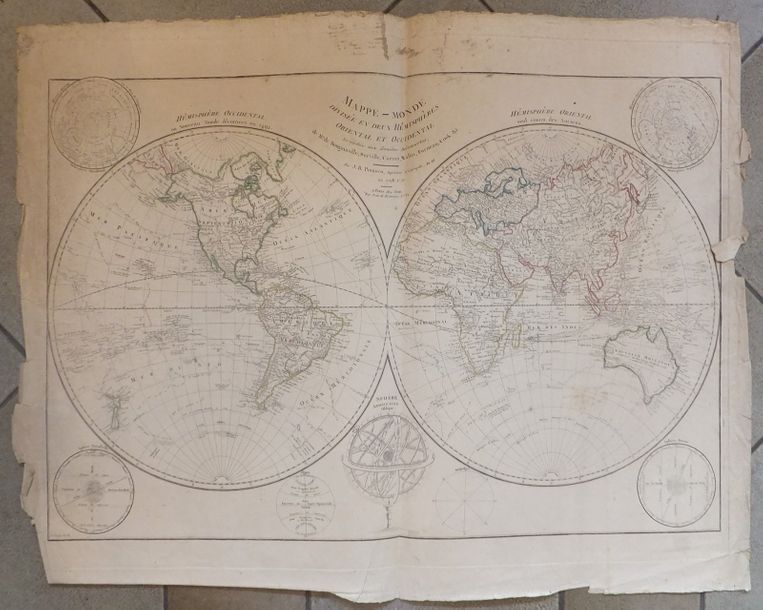 Null MAPPEMONDE, Mappe-monde, divisée en deux hémisphères oriental et occidental&hellip;