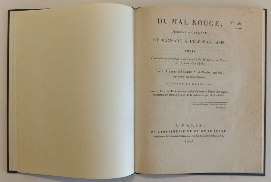 Null GUYANNE - CAYENNE - LIVRE, Du mal rouge observé à Cayenne, 1823, J. BERGERO&hellip;