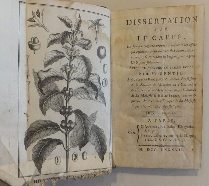 Null CAFE - LIVRE, Dissertation sur le caffé, 1787. 120 pages, H.18,5xL.11cm - E&hellip;