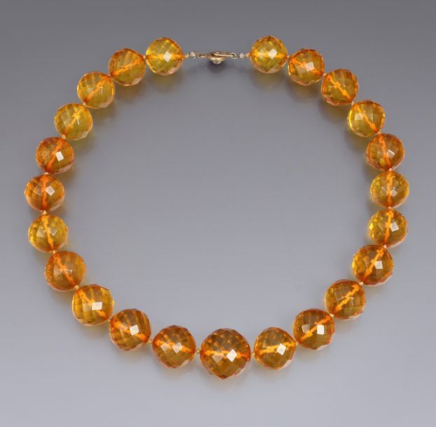 AMBRE Collier tour de cou en ambre de la Baltique perles rondes transparentes fa&hellip;