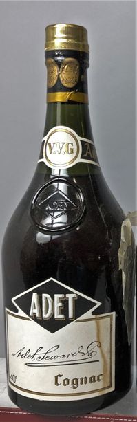 Null 1 bouteille COGNAC ADET 1928 Certificat d'origine aposé au dos Eiquette lég&hellip;