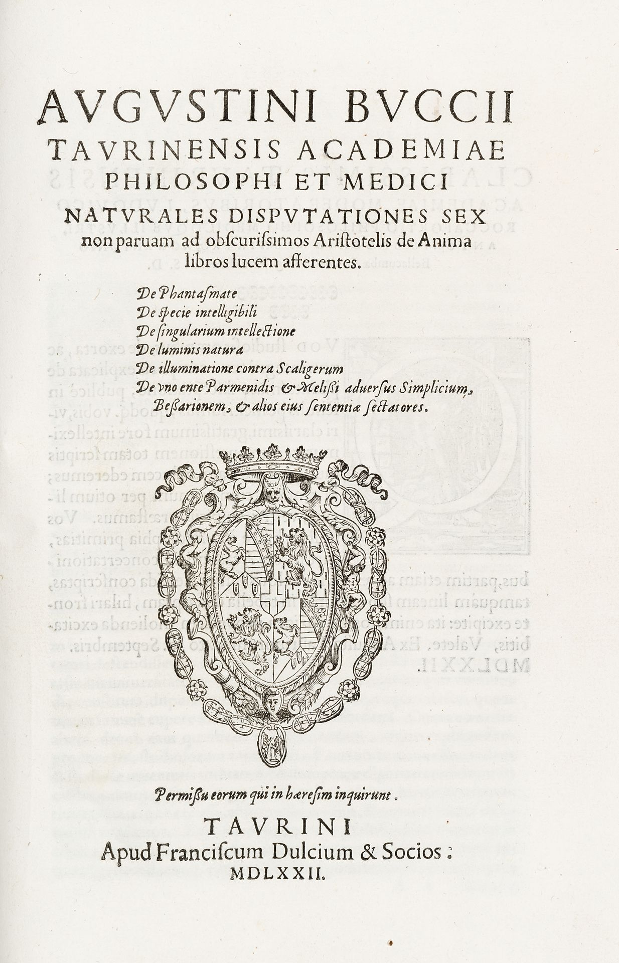 [ARISTOTELE] - BUCCI, Agostino (1531-1593) - Naturales disputationes sex n... [A&hellip;