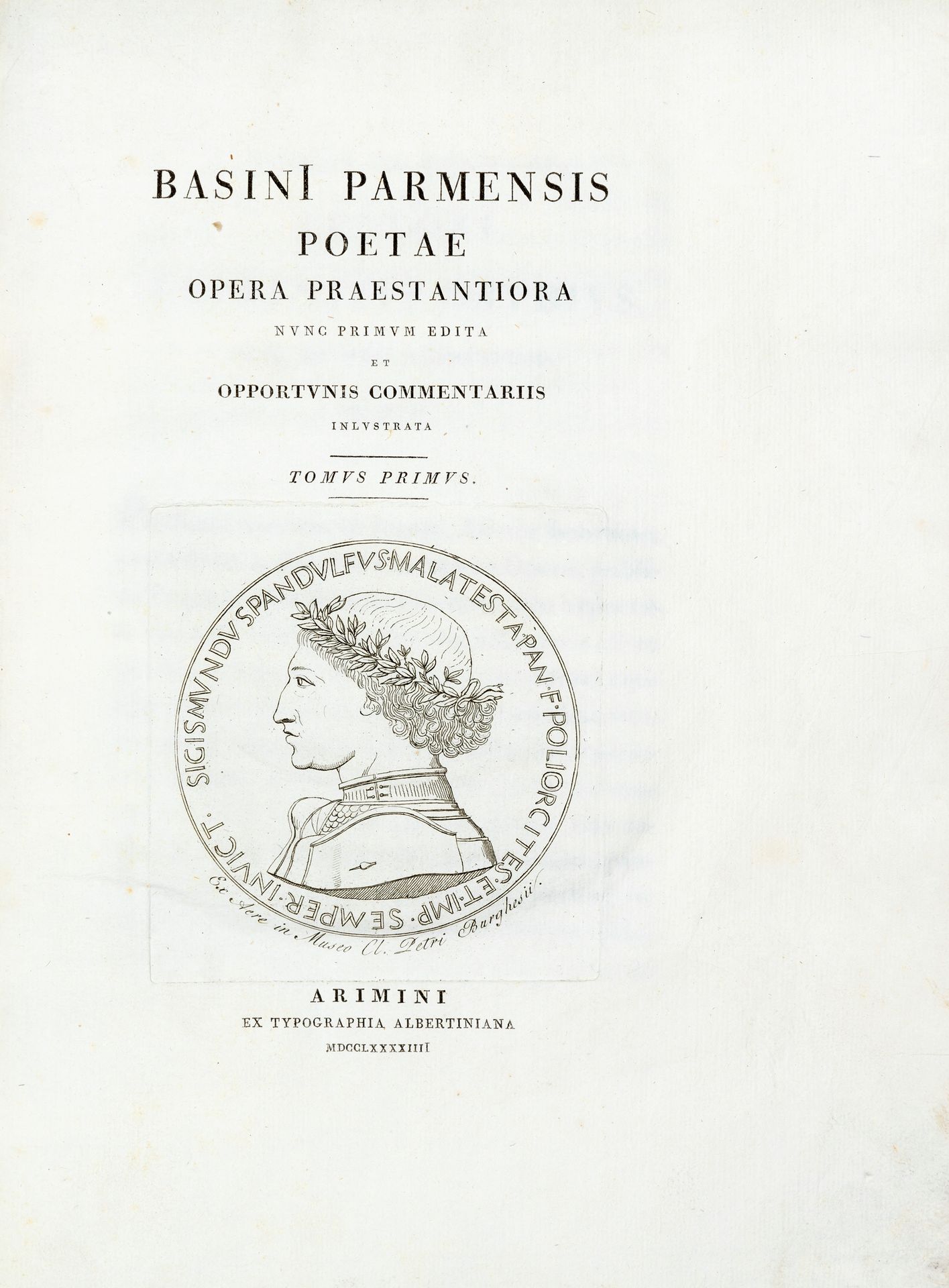 BASINI, Basinio (1425-1457) - Opera Praestantiora. Rimini: ex tipografia a... BA&hellip;