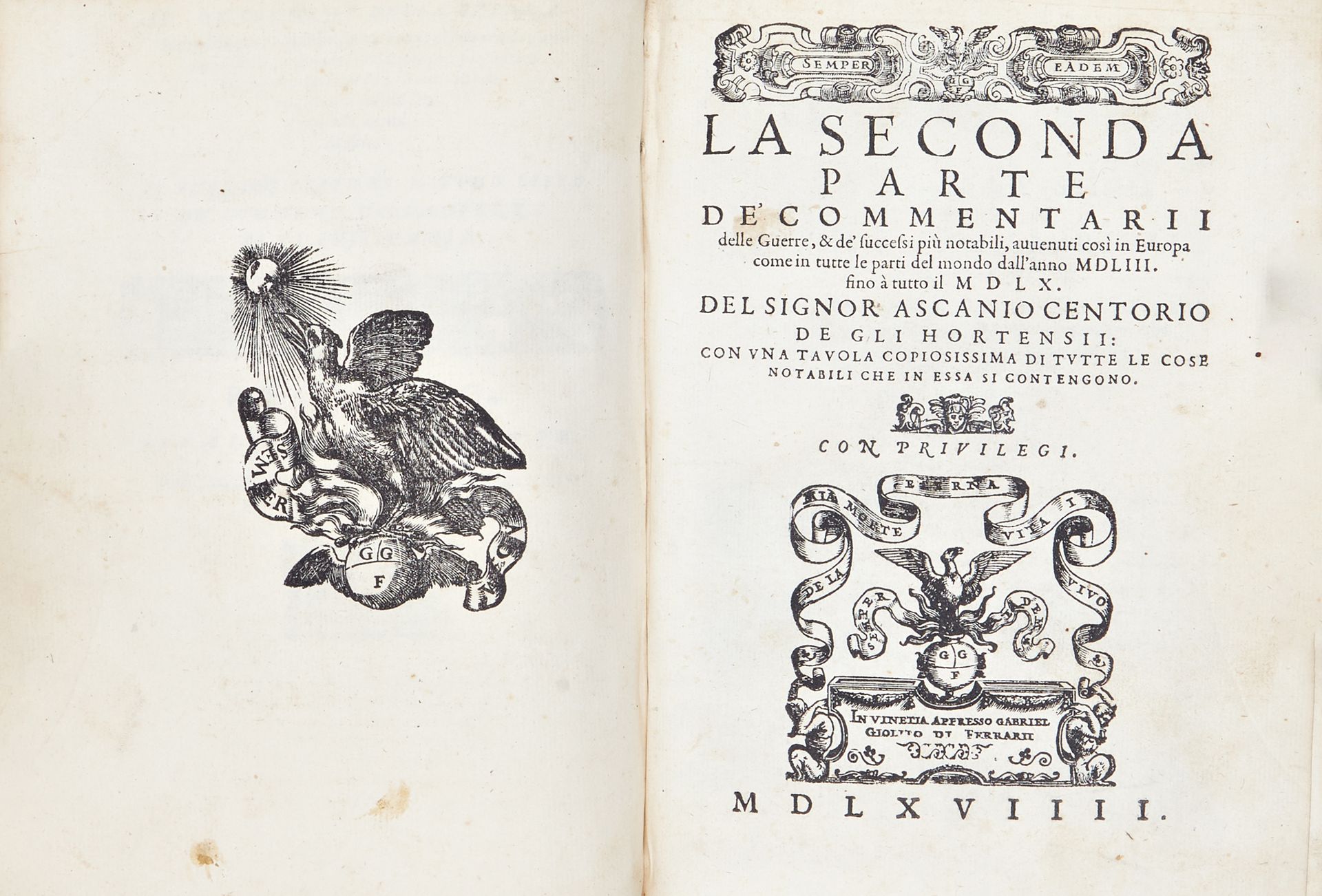 Null CENTORIO DEGLI ORTENSI, Ascanio (XVI secolo) - Commentarii della Guerra di &hellip;