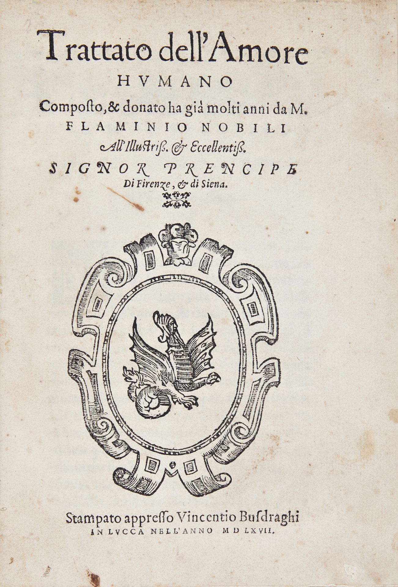 Null NOBILI, Flaminio (1532-1590) - Trattato dell'Amore Humano. Lucca: Vincenzo &hellip;