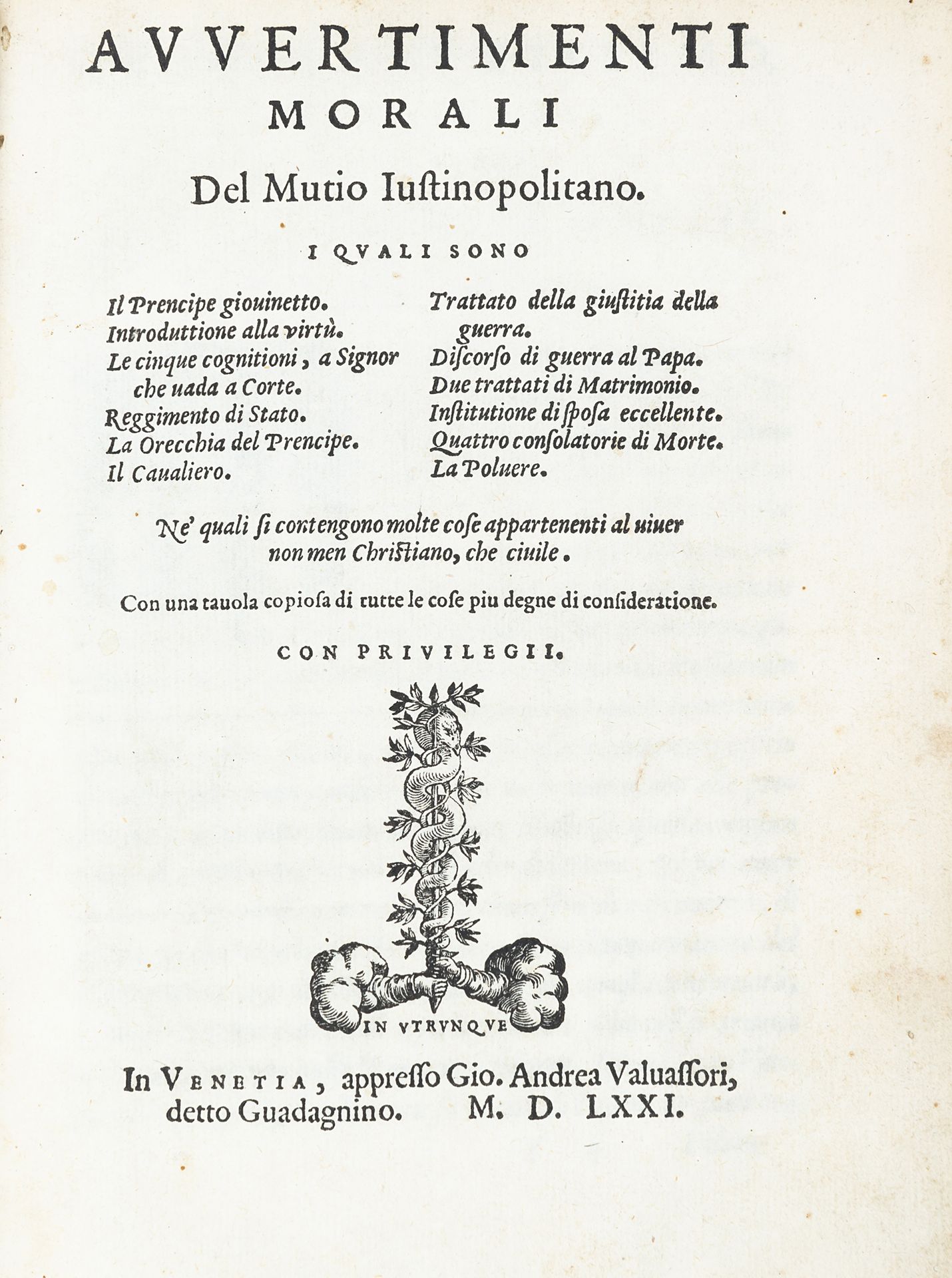 Null MUZIO, Girolamo (1496-1576) - Avvertimenti morali.. Quali sono Il prencipe &hellip;