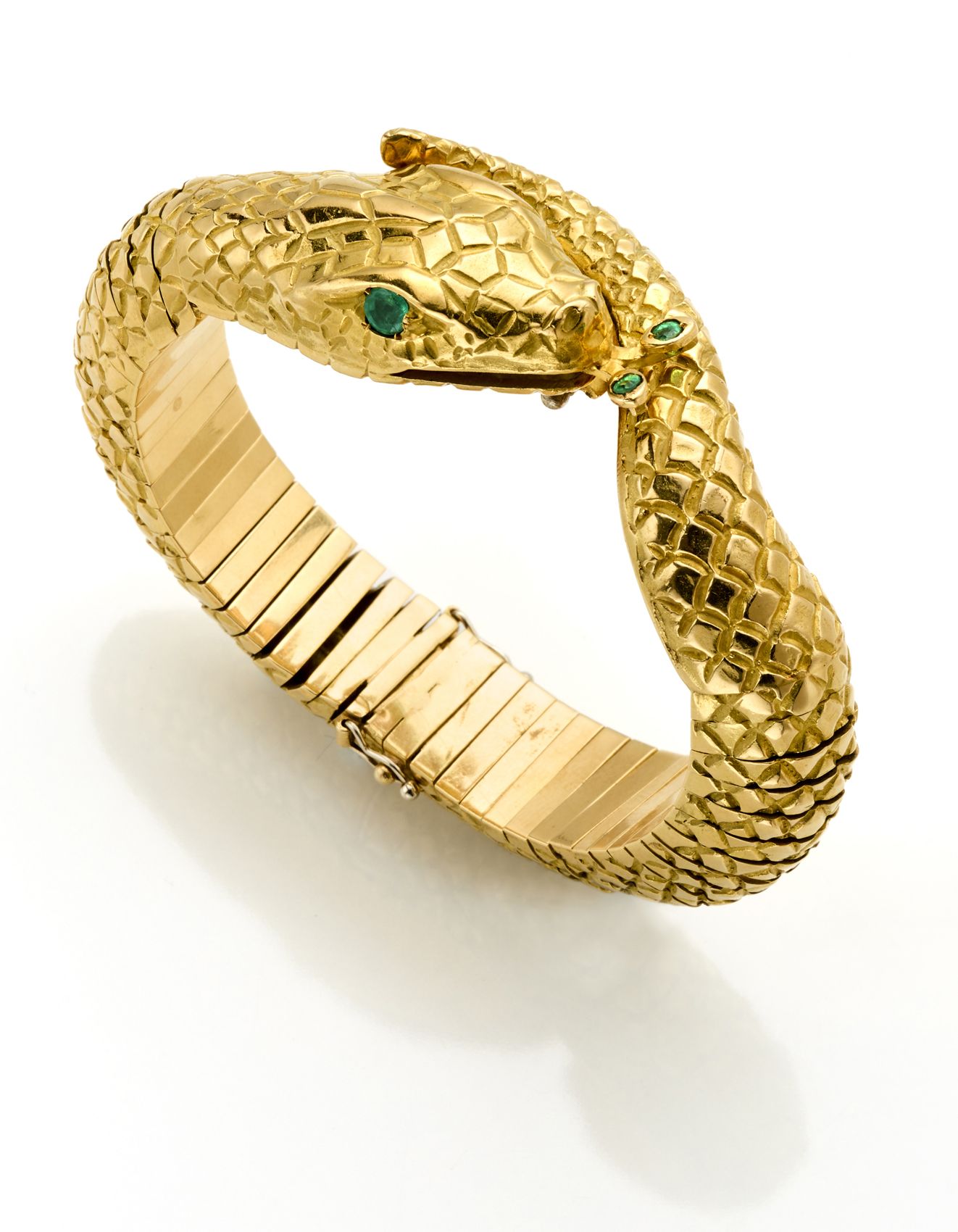 Null Gelbgoldarmband in Schlangenform mit Smaragden als Augen, ca. 99,70 g, ca. &hellip;