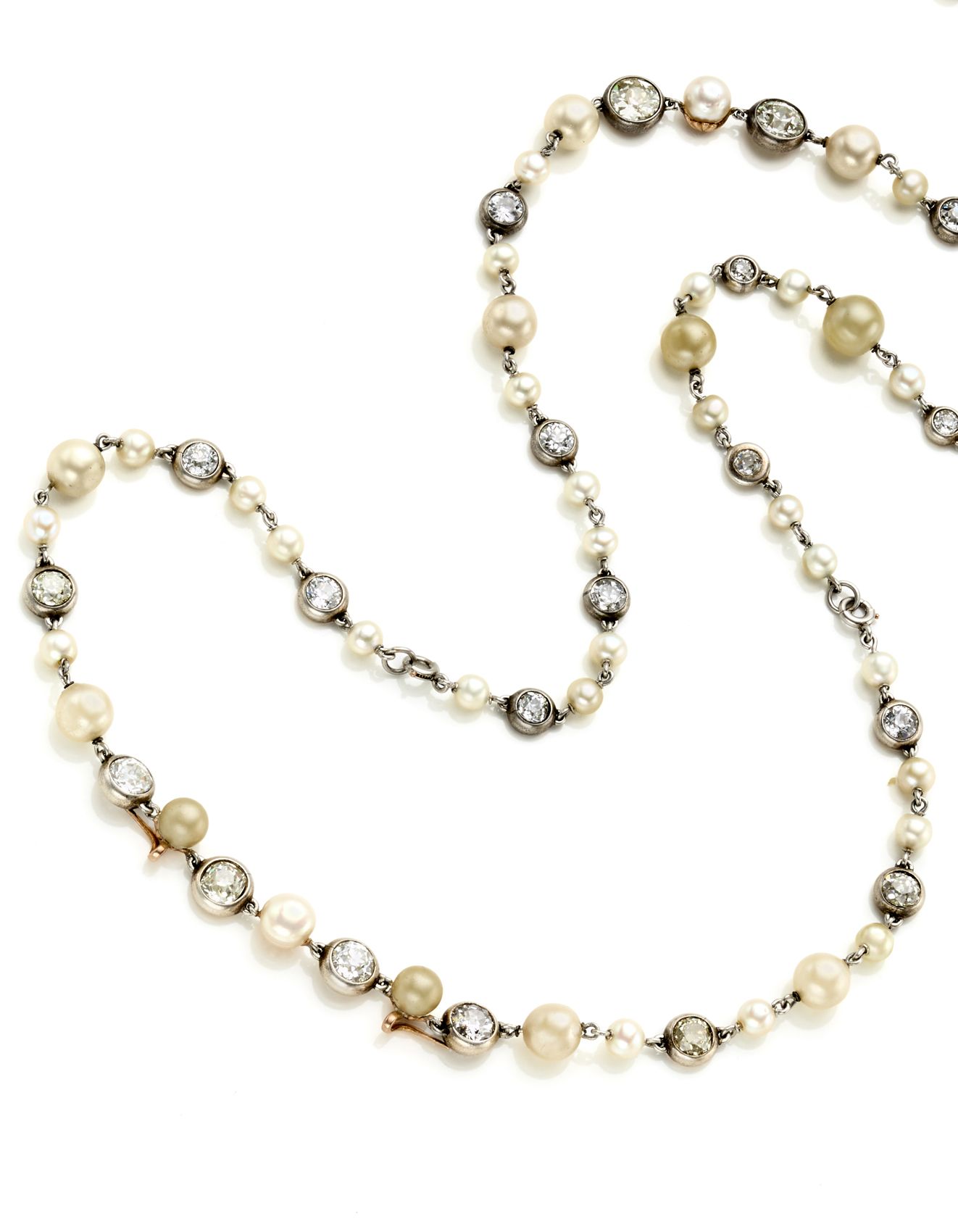 Null Gold, silver and platinum necklace with cultured pearls, fancy pearls and o&hellip;