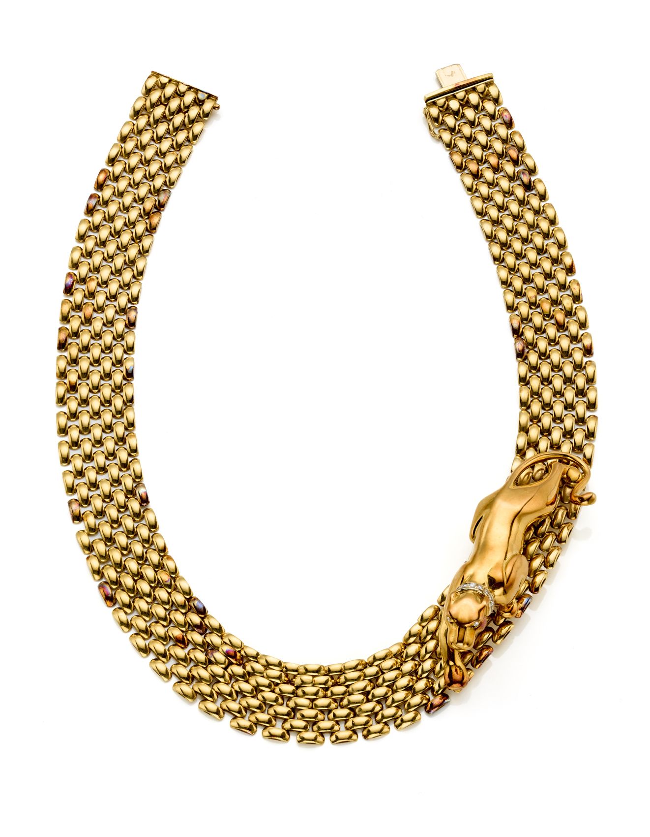 Null Collar modular de oro amarillo con pantera central tridimensional acentuada&hellip;