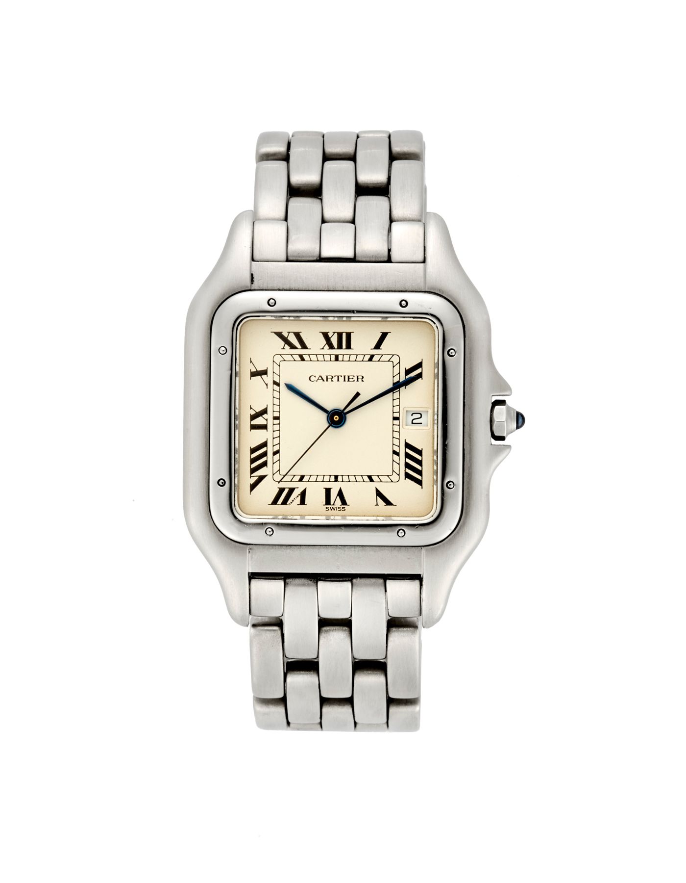 Null Cartier, Panthčre Ref. 130.000.C
Gent's steel wristwatch
Year 1993
Dial, mo&hellip;