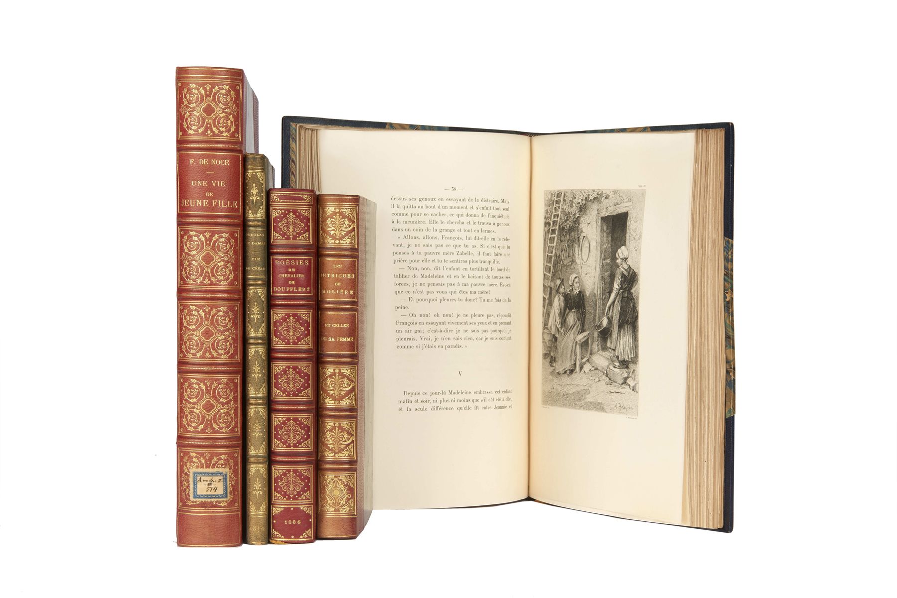 Null [LEGATURE] - 5 volumi in pregiate legature in marocchino con tavole incise:&hellip;