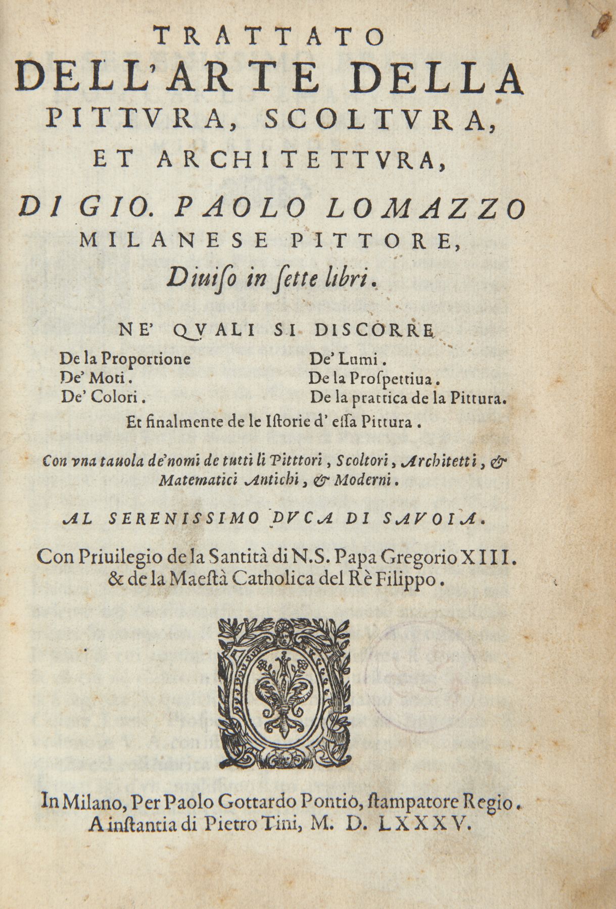 Null LOMAZZO, Pietro (1538-1600) - Trattato dell'arte della pittura, scoltura, e&hellip;
