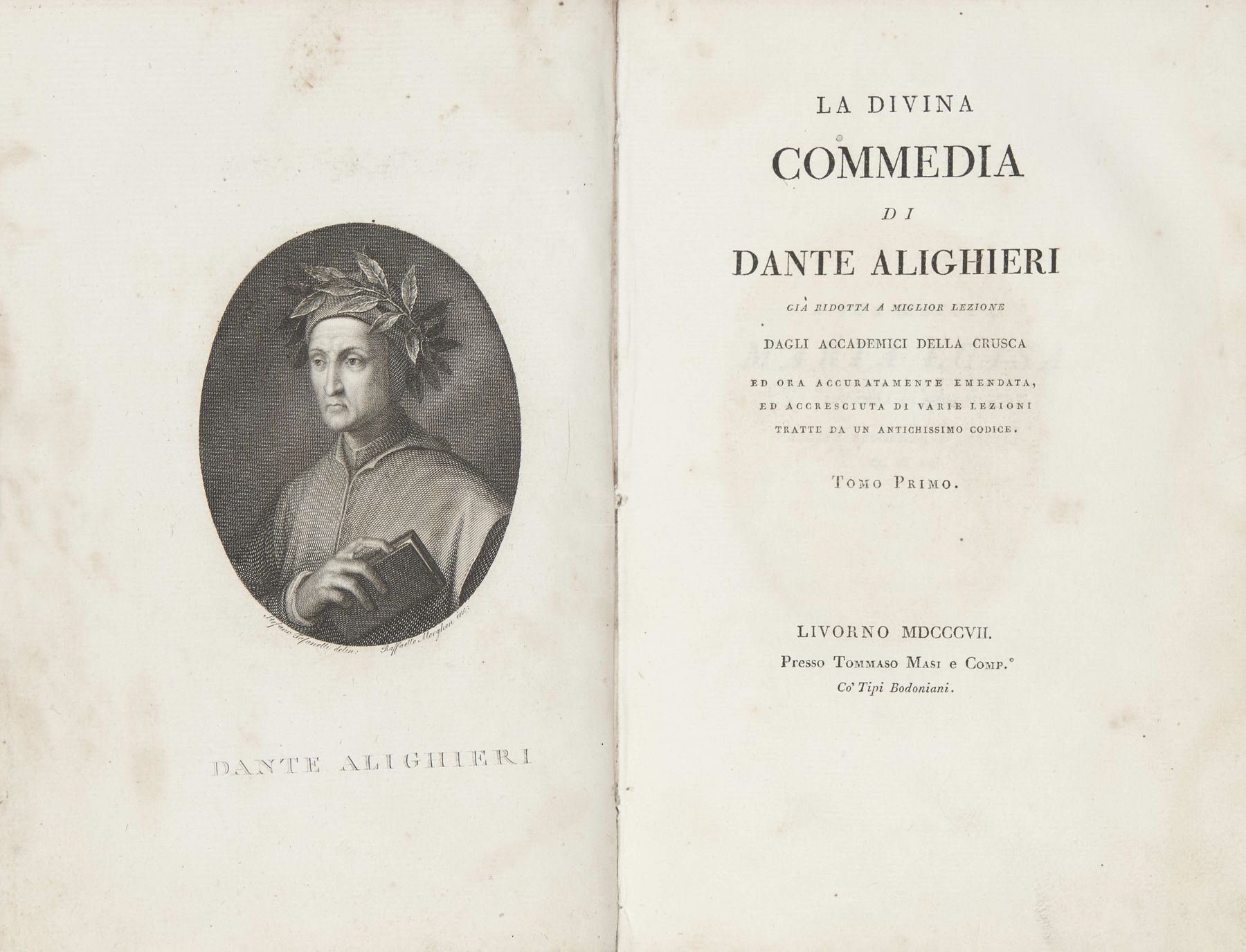 Null DANTE ALIGHIERI (1265-1321) - La Divina Commedia. Livorno: Tommaso Masi e c&hellip;