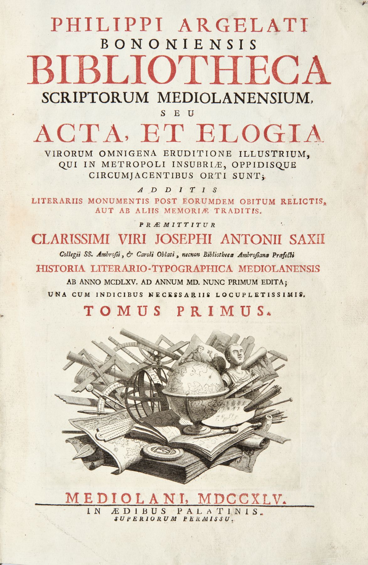 Null [ARGELATI, Filippo (1685-1755) - G.A. SASSI (1675-1751) - Bibliotheca scrip&hellip;