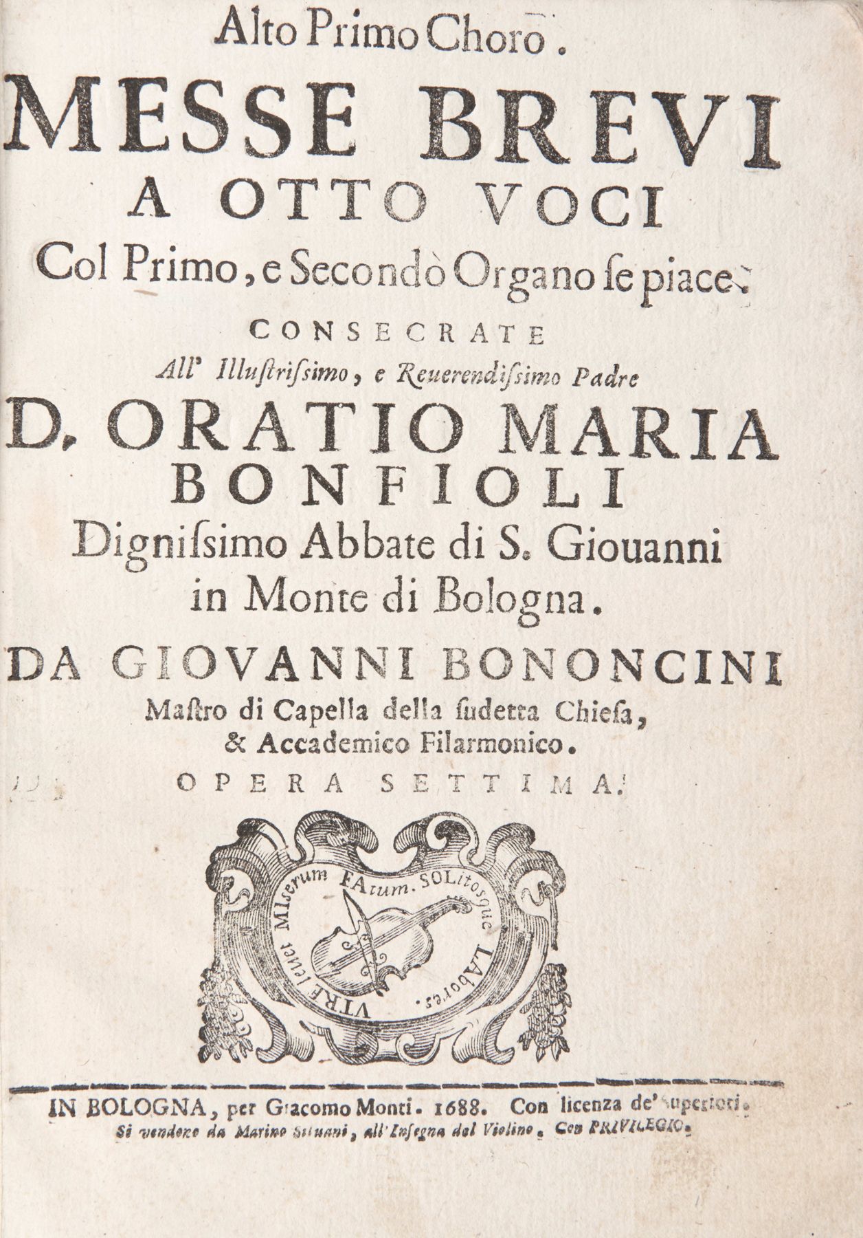 Null BONONCINI, Giovanni (1670-1747) - Messe brevi a otto voci Col Primo, e Seco&hellip;