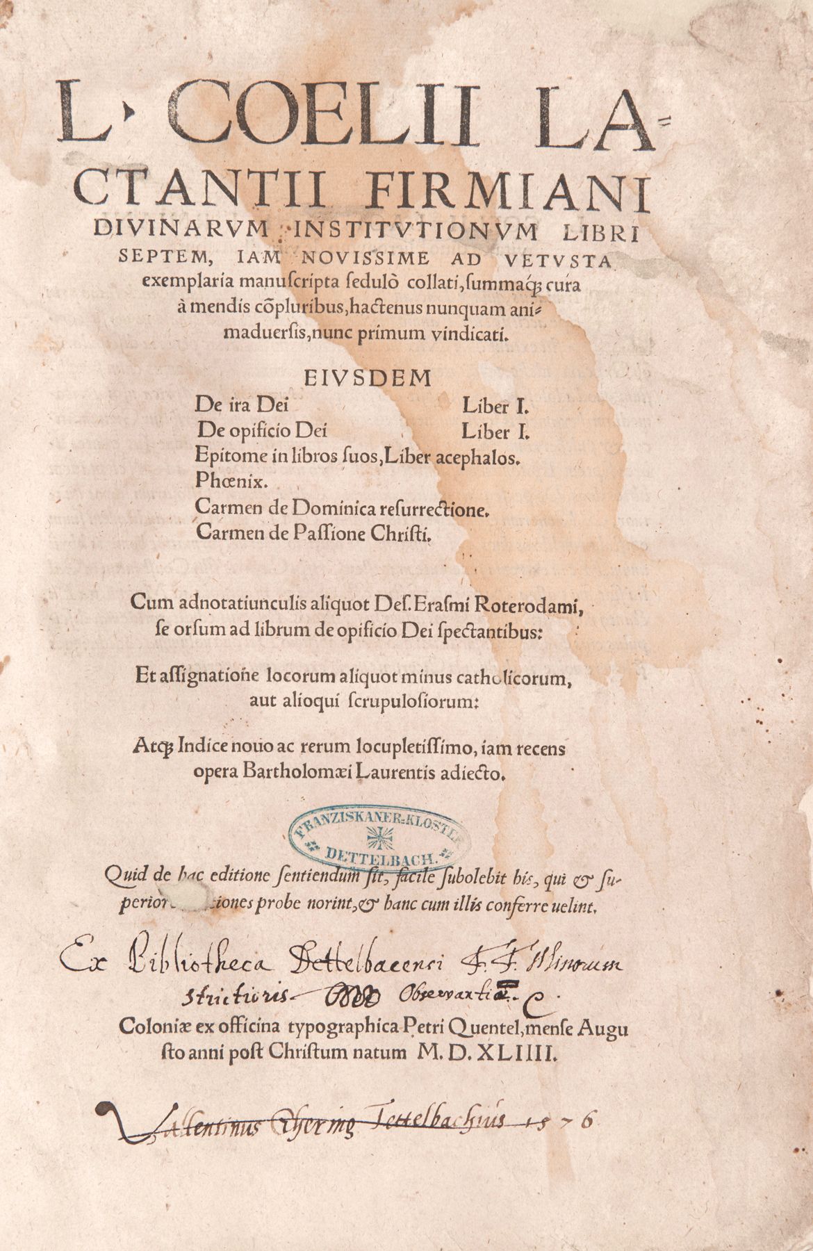 Null LACTANCIO, Lucio Coelio Firmiano (c.240-c.320) - Divinarum institutionum li&hellip;